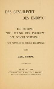 Das Geschlect des Embryo by Carl Gerot
