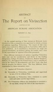 Cover of: Abstract of the Report on vivisection