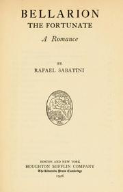 Cover of: Bellarion the fortunate: a romance