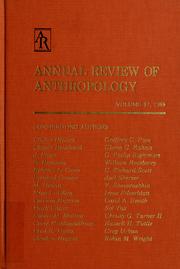 Cover of: Annual review of anthropology: Vol. 17, 1988