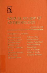 Cover of: Annual review of anthropology: Vol. 18, 1989