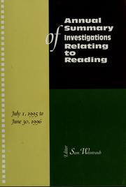 Cover of: Annual summary of investigations relating to reading, July 1 1995 to June 30 1996