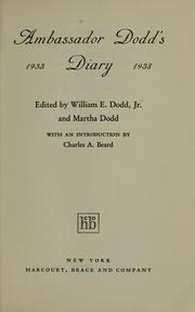 Cover of: Ambassador Dodd's diary, 1933-1938 by William Edward Dodd