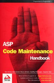 Cover of: ASP code maintenance handbook
