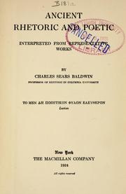 Cover of: Ancient rhetoric and poetic by Charles Sears Baldwin