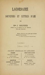 Cover of: Lacordaire : souvenirs et lettres d'ami