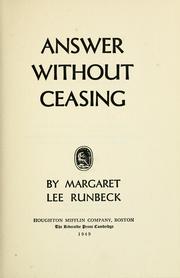 Cover of: Answer without ceasing.