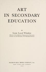 Cover of: Art in secondary education