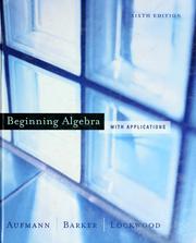 Cover of: Beginning algebra with applications by Richard N. Aufmann