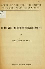 Cover of: To the citizens of the belligerent states