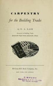 Cover of: Carpentry for the Building Trades