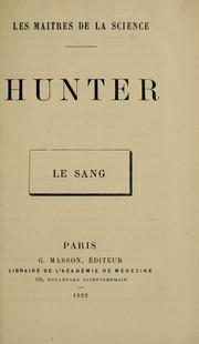 Cover of: Le sang.