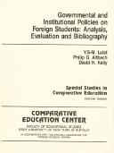 Cover of: Governmental and Institutional Policies on Foreign Students | Y. G-M. Lulat
