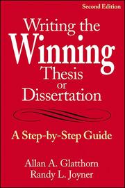 Cover of: Writing the Winning Thesis or Dissertation: a step-by-step guide