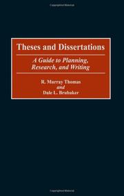 Cover of: Theses and Dissertations: a guide to planning, research, and writing