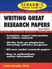 Cover of: Schaum's Quick Guide to Writing Great Research Papers by Laurie Rozakis