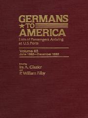 Cover of: Germans to America, Volume 63 June 1, 1892-Dec. 31, 1892