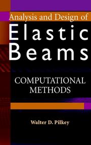 Cover of: Analysis and Design of Elastic Beams by Walter D. Pilkey