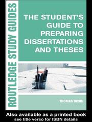 Cover of: The Student's Guide to Preparing Dissertations and ThesesA A 