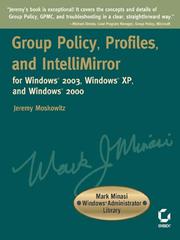 Cover of: Group Policy, Profiles, and IntelliMirror for Windows 2003, Windows XP, and Windows 2000