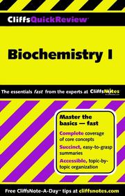 Cover of: CliffsQuickReview Biochemistry I by Frank Schmidt, Frank Schmidt