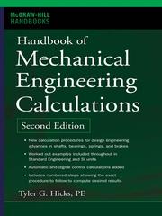 Cover of: Handbook of Mechanical Engineering Calculations by Tyler Gregory Hicks