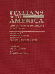 Cover of: Italians to America, Volume 17 April 1901-September 1901 by Filby P. William