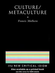 Cover of: Culture/Metaculture by F. Mulhern