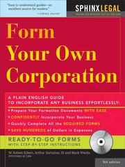 Cover of: Form Your Own Corporation, 5E