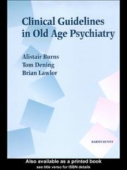 Cover of: Clinical Guidelines in Old Age Psychiatry