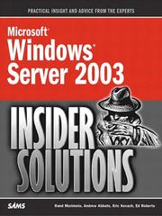 Cover of: Microsoft Windows Server 2003 Insider Solutions