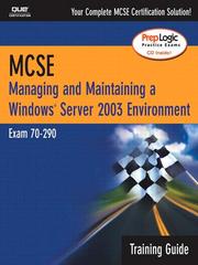 Cover of: MCSA/MCSE Managing & Maintaining a Windows Server 2003 Environment Training Guide (Exam 70-290) by Lee Scales