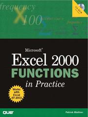 Cover of: Microsoft Excel 2000 Functions in Practice by Patrick Blattner, Patrick Blattner