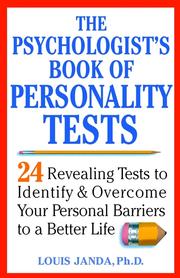 Cover of: The Psychologist's Book of Personality Tests by Louis H. Janda