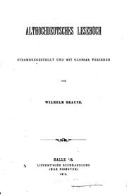 Cover of: Althochdeutsches Lesebuch by Wilhelm Braune