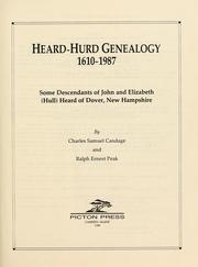 Cover of: Heard-Hurd genealogy, 1610-1987 by Charles Samuel Candage
