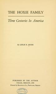 Cover of: The Hoxie family: three centuries in America.