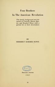 Four brothers in the American revolution by Herbert Barber Howe