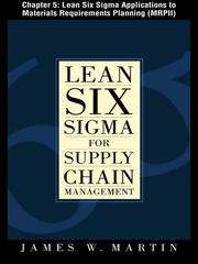 Cover of Lean Six Sigma Applications to Materials Requirements Planning by James Martin