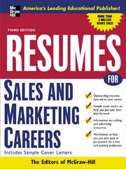Cover of Resumes for Sales and Marketing Careers by McGraw-Hill