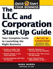 Cover of: LLC and Corporation Start-Up Guide by 