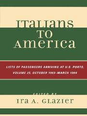 Cover of: Italians to America, Volume 25 October 1903 - March 1904 by 