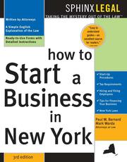 Cover of: How to Start a Business in New York by 