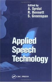 Cover of: Applied speech technology by edited by A. Syrdal, R. Bennett, S. Greenspan.