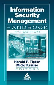 Cover of: Information Security Management Handbook, Fourth Edition, Volume I by 