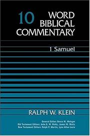 Cover of: Word Biblical Commentary Vol. 10, 1 Samuel  (klein), 339pp by Ralph W. Klein