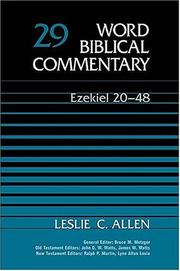 Cover of: Word Biblical Commentary Vol. 29, Ezekiel 20-48  (allen), 333pp