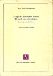 Cover of: epische Struktur in Novalis' "Heinrich von Ofterdingen": eine Interpretation des Romans