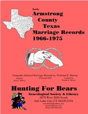 Cover of: Early Armstrong County Texas Marriage Records 1966-1975