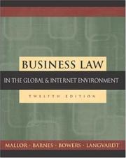 Cover of: Business Law by Jane P. Mallor, A. James Barnes, L. Thomas Bowers, Arlen W. Langvardt, Jane Mallor, Arlen Langvardt